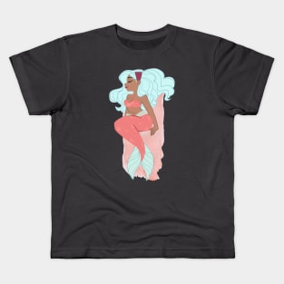 Mermaid Splash in Mint and Peach Kids T-Shirt